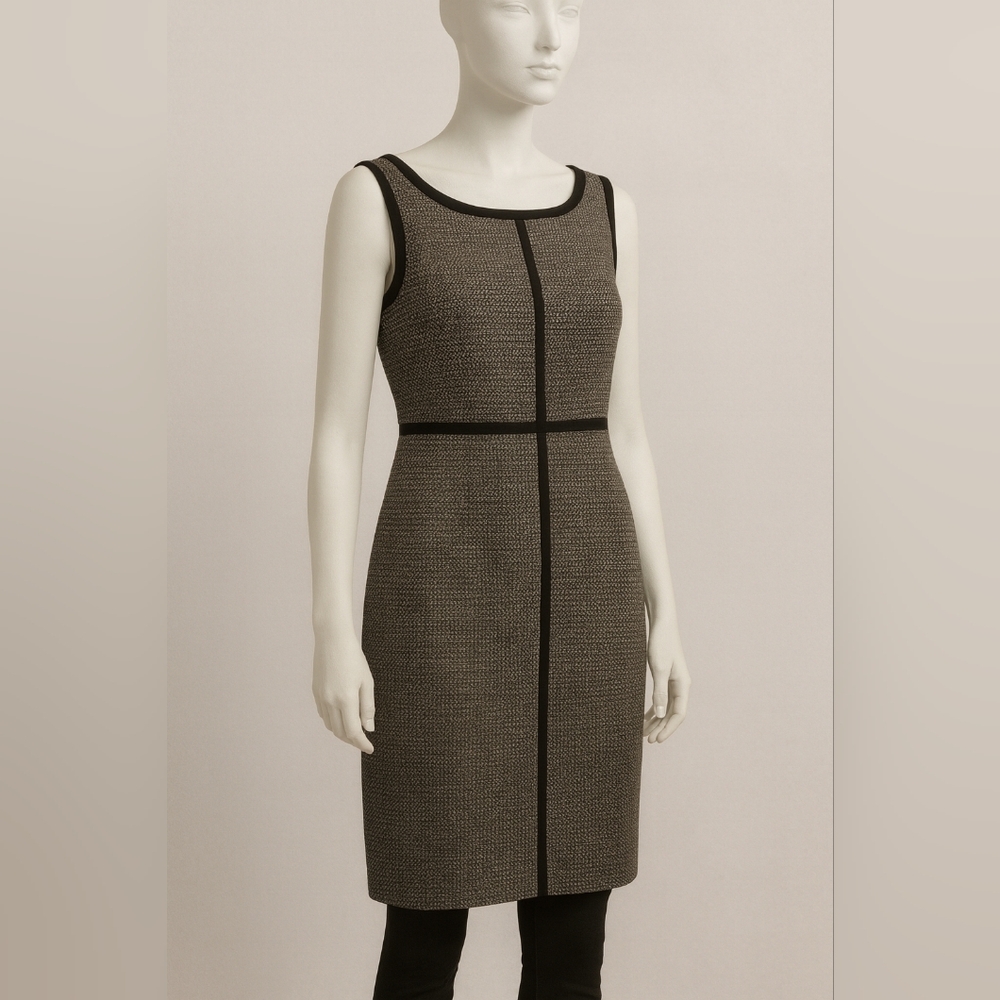 Black and Gray Textured Midi Dress